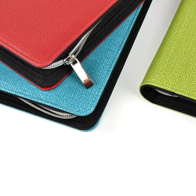 Logo Customized notebook A5 & A6 Business Zipper Bag PU Leather Organizer Planner With Calculator or Memo Pads for white collar
