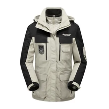 Большие размеры мужские зимние водонепроницаемые рыбные треккинговые походные лагеря лыжные ползунки теплые Профессиональные уличные 3 в 1 хлопковые куртки пальто с капюшоном