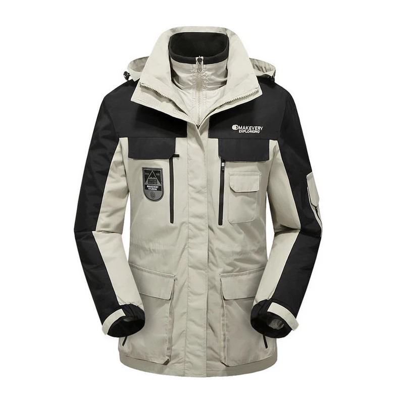 Oversize Mannen Winter Waterdichte Vis Trekking Wandelen Kamp Ski Klim Warm Professionele Outdoor 3 in 1 Katoen Jassen Jas Kap Oversize Mannen Winter Waterdichte Vis Trekking Wandelen Kamp Ski Klim Warm Professionele Outdoor 3 in 1 Katoen Jassen Jas Kap