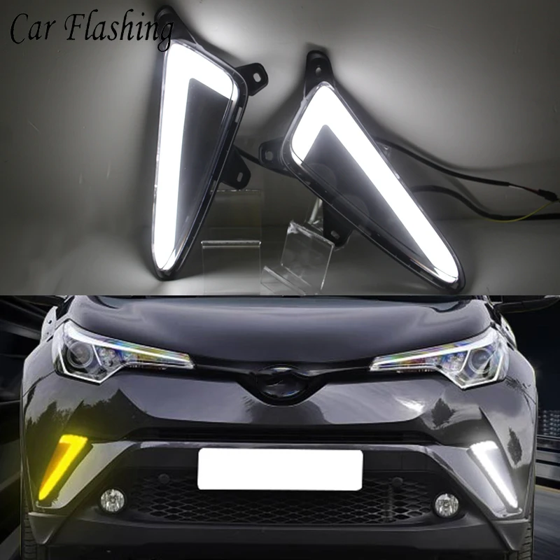 

Car Flashing 2Pcs For Toyota CHR C-HR 2016 2017 2018 2019 LED Daytime Running Turning Signal Light DRL Fog Lamp Brake light Lamp