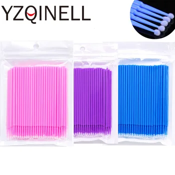 

100pcs/Lot Disposable Micro Brushes Swabs Eyelash Extensions False Eyelash Mascara Wands Individual Eyelash Kit Make up Tools