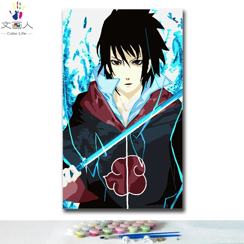 Diy Colorings Pictures By Numbers With Colors Anime Naruto Sasuke