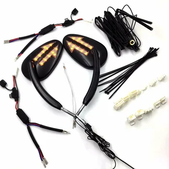 

Aftermarket free shipping motor parts Integrated Arrow LED Turn Signals Side Mirrors For 1997-Later Harley Davidson Model BLACK