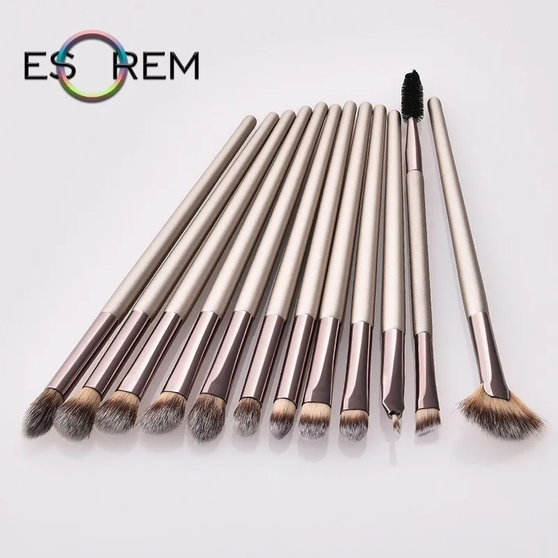 

ESOREM 12Pcs Separate Package Silm Makeup Brushes Champagne Color Handle Cosmetic Brush Precision Shader Pinceaux Maquillage