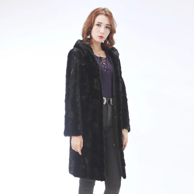 2018 new mink coats women real fur coats for women with fox fur collar Long fur coat Four styles Support customized