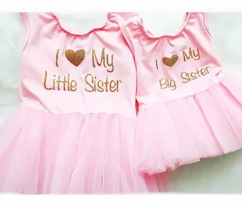 

Kids Baby Girl Sister Matching Dress Summer Casual New Cute Sleeveless Lace Cotton Tulle Tutu Party Sister Matching DressES
