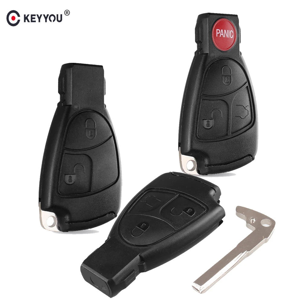 

KEYYOU 2/3/4 Buttons Smart Remote Car Key Fob Case Cover Shell For Mercedes Benz B C E ML S CLK CL Auto Key With Battery Holder