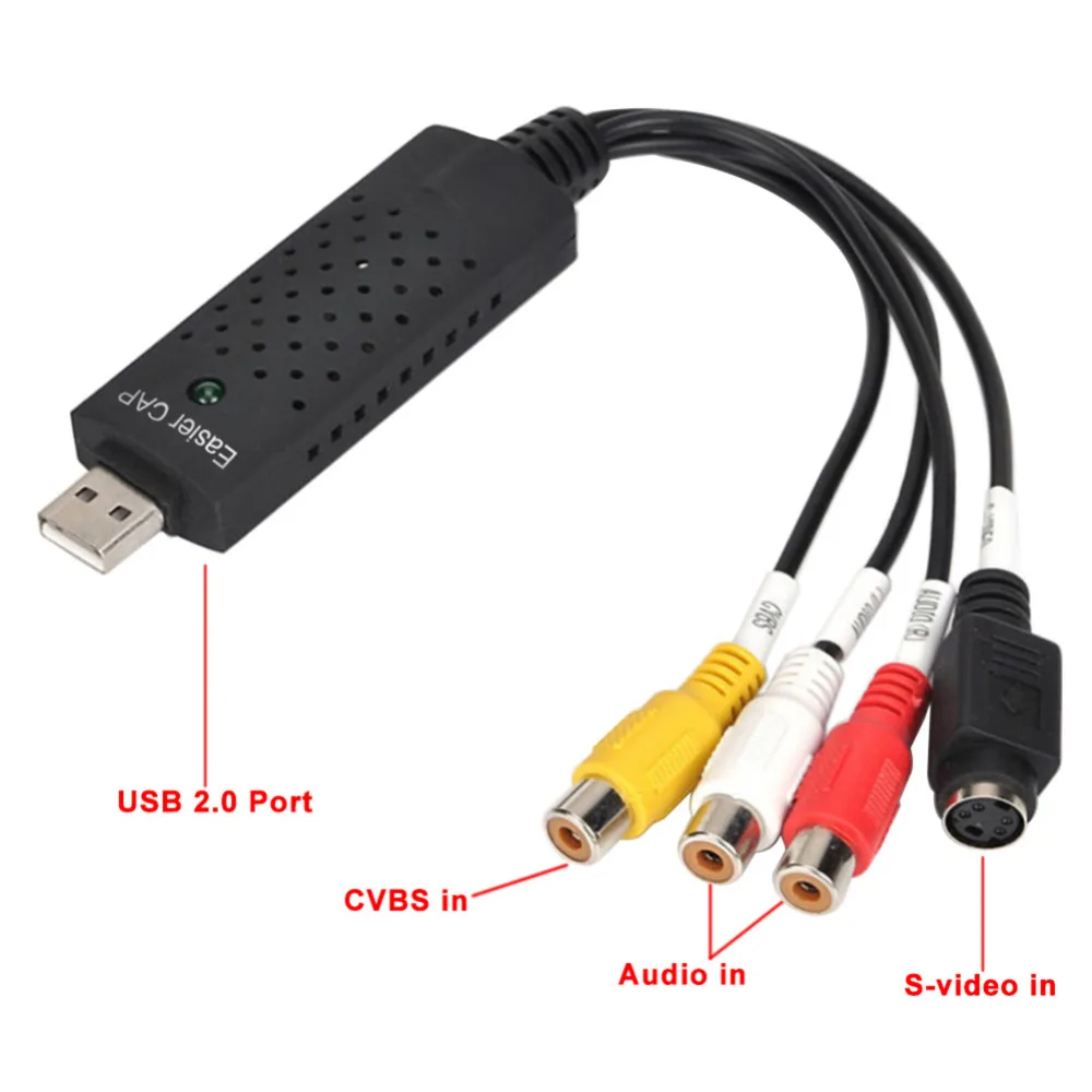 Портативный Easycap USB 2,0 Захват аудио, видео карта адаптер VHS к DVD видео конвертер захвата для Win7/8/XP/Vista