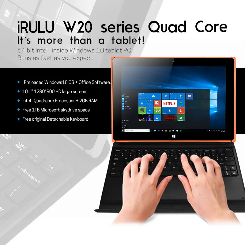 IRulu walknbook лучший планшетный ноутбук гибрид с Windows 10 4 ядра lntel Procesor 2 в 1 компьютер 32