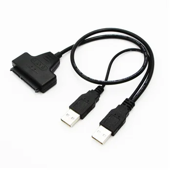 

USB 2.0 to SATA 7+15 Pin 22 Adapter Cable For 2.5 HDD SSD Converter Mobile Dual usb to sata 22pin cable