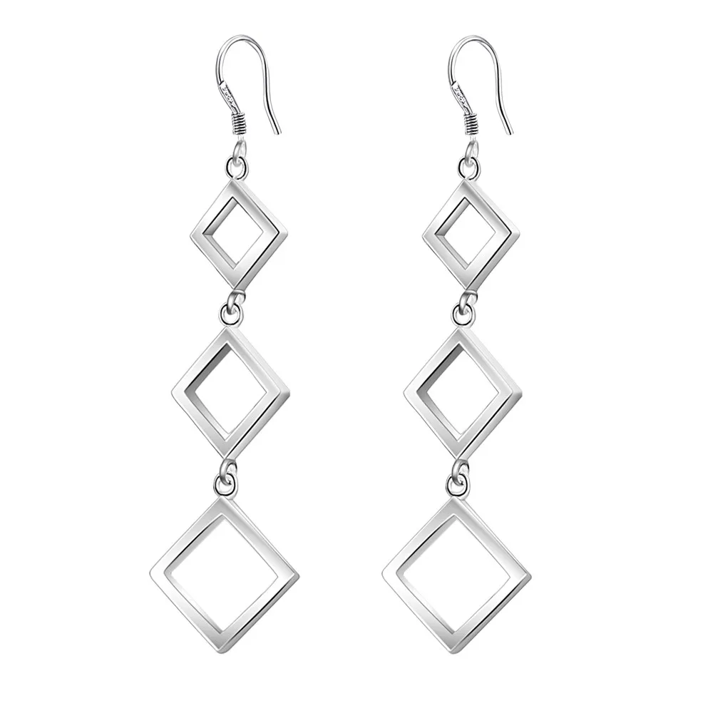 

Geometric Earrings For Women silver Color Drop Earrings Square punk earrings unique design AE536