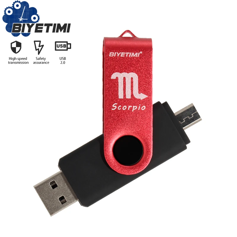 Многофункциональный USB флеш-накопитель Biyetimi 12 созвездий 128gb 64gb cle usb флеш-накопитель 32gb Pendrive 16gb USB 2,0 memory stick