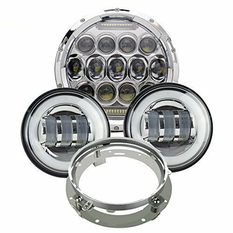 

7 inch 75W LED Headlight Fog lights For Harley Touring Motorcycle Clear PC Lens 6000K White High Quality Free Shipping