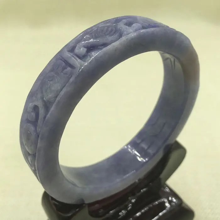 

A-2134 Chinese Hand-carved Lavende Purple Jadeite Jade Gems Bangle Bracelet 63mm 28% 10.13