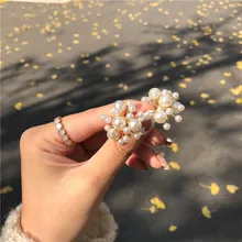 Корейский дизайн фейерверков искусственный жемчуг цветок большие серьги гвоздики для женщин невесты свадебные ювелирные изделия Oorbellen E2494