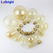 Винтаж; Ретро; лампа Эдисона лампочка средней базы E27 Лампа накаливания прозрачное стекло для гостиной, спальни, столовой, кабинета