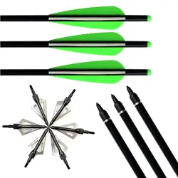 6 шт. арбалет Болты Алюминий стрелки 2219 # + 6 шт. 100GR Broadheads черный цвет для стрельбы из лука открытый Охота