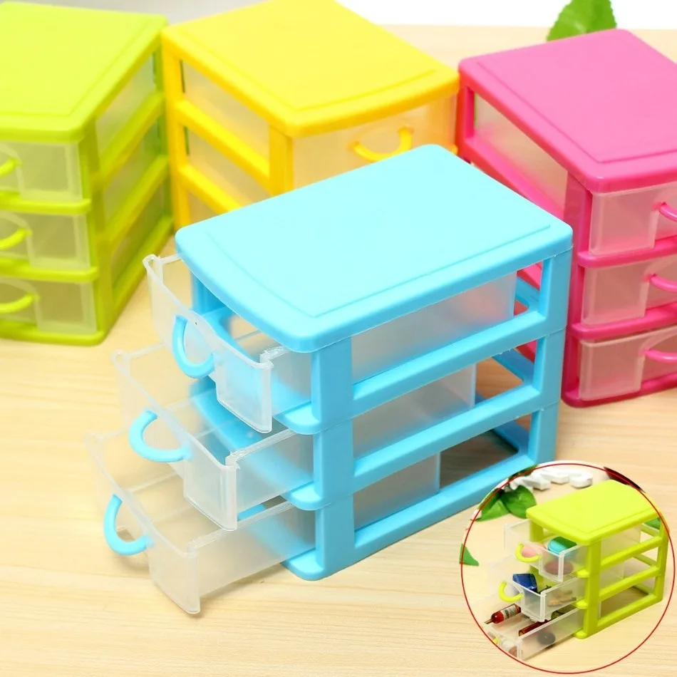 New Colorful Desktop Plastic Storage Box two Three Drawers jewelry