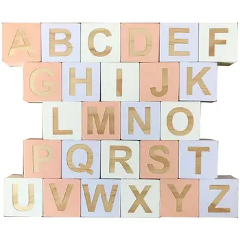 

1 Set Solid Wood Multicolor Baby Learning 26 English Letter Square Block Kids Infant Photography Props