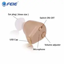 Аккумуляторная слуховой аппарат мини за ухом тон и Удобный помощи Слуховые аппараты best Звук усилитель голоса S-216