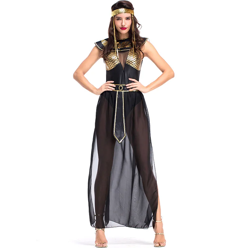 Umorden Carnival Party Halloween Egyptian Cleopatra Costume Women Adult Egypt Queen Cosplay Costumes Sexy Golden Fancy Dress