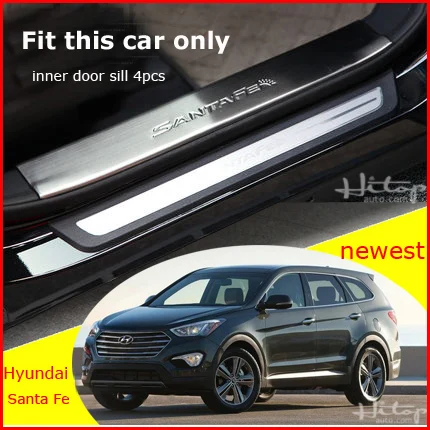 Different ! fit this car only, for Hyundai Santa Fe 2013 2014 2015 2016 purified 304 stainless seel door sill scuff plate 4pcs