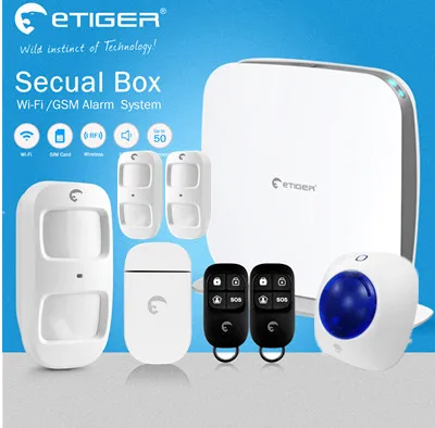 

Most Advanced Wi-Fi Security Alarm System Etiger secual box Smart home alarm system With indoor strobe flash siren