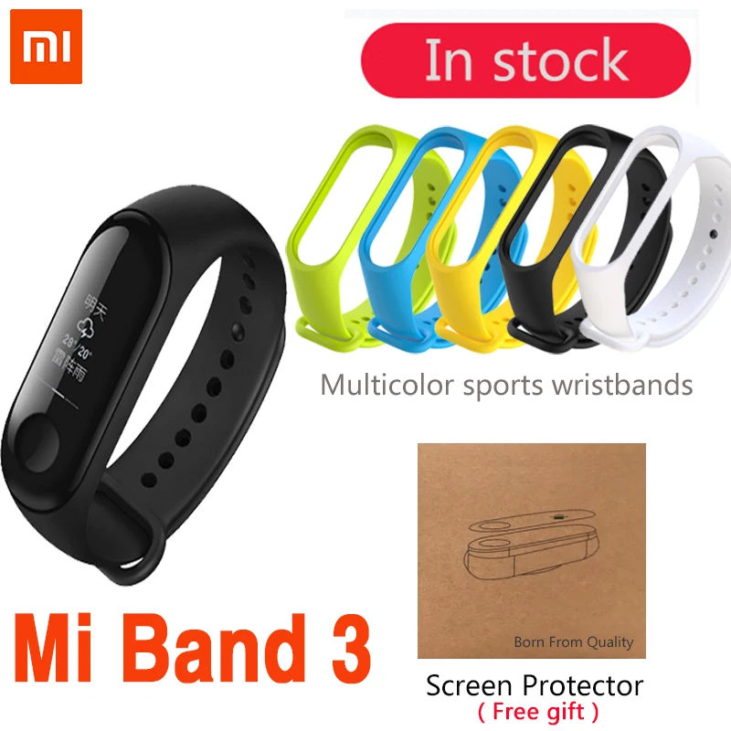 Оригинальный Xiaomi Mi браслет 3 Смарт OLED 128x80 сенсорный экран батарея 110 мАч Пульс