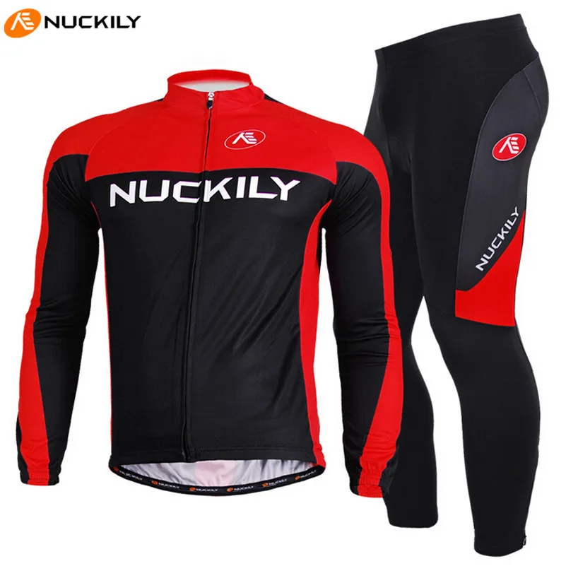 

NUCKILY Men's Bike Clothing Set Long Sleeve Jersey+ 3D Gel Breathable Pad Sport Bike Clothes MTB Bike Bicycle Cycling Jersey Set