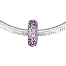 DIY подходит Pandora Charms браслеты Фиолетовый Abestract Spacer Beads 925 пробы-серебро-ювелирные изделия