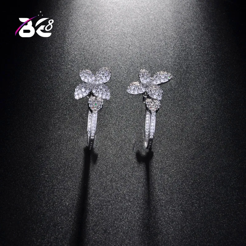 

Be 8 Shinny Flower Shape Statement Earrings Fashion Cubic Zirconia Stud Earrings for Women Wedding Jewelry boucle d'oreille E667