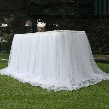 

Solid Table Skirt Tutu Tulle Party Tablecloth Textile Decoration Candy Colors Wedding Table Veils Tablecloth for Home Outdoor