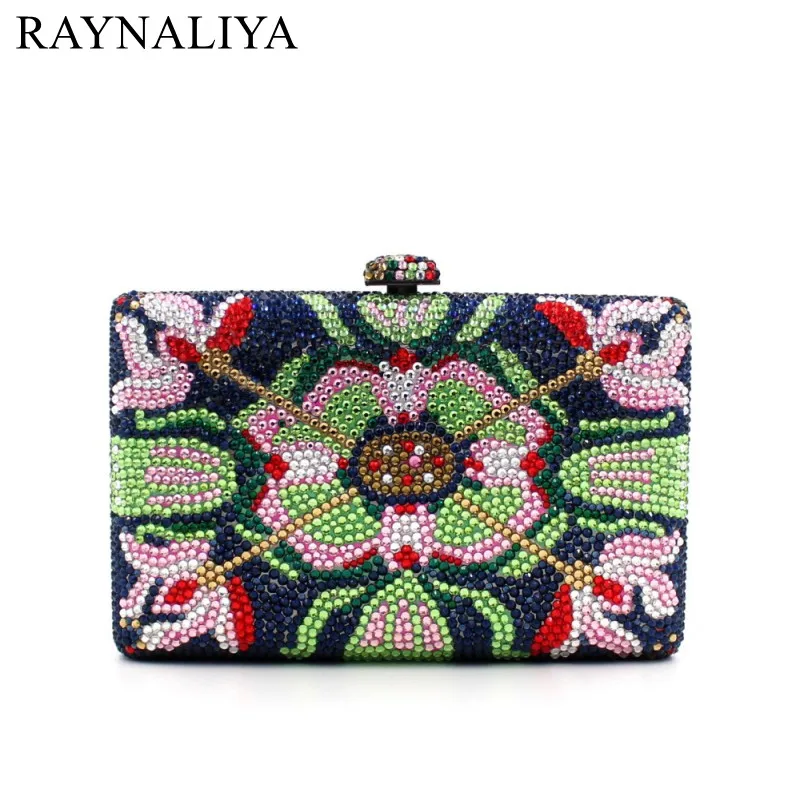 

Multi-color Mini Bags With Black Luxury Women Shoulder Bag Wedding Party Purses And Handbags Crystal Evening Clutch SMYZH-E0329