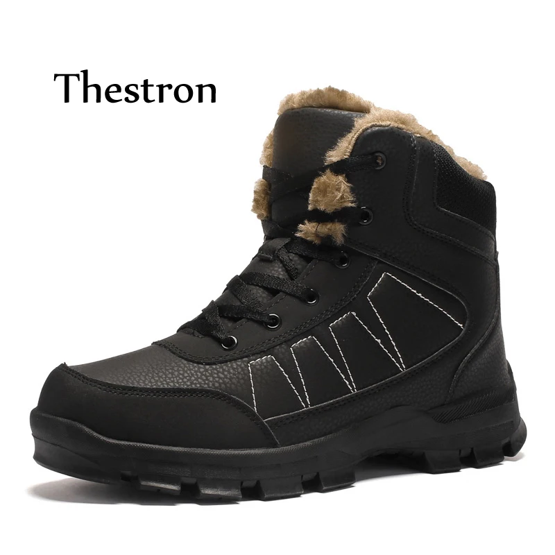 

Thestron 2018 Winter Shoes Men Snow Boots Men Plus Size 45 46 47 Black Brown Non Slip Comfortable Male High Quality Boots Warm