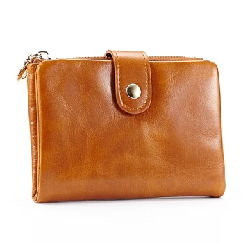 

Vintage Oil Wax Leather Purse Women Wallet Designer Brand Short Cowhide Genuine Leather Wallet Hasp Clutch Purses For Women