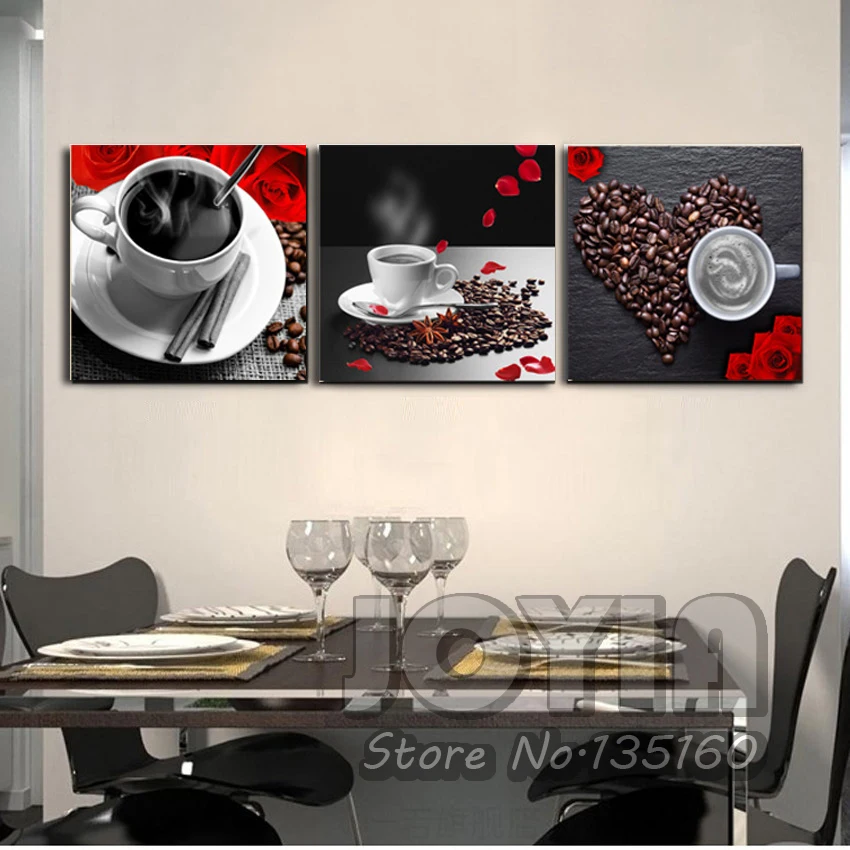 Buy 3 Piece Modern Paintings Prints Coffee Painting Canvas Art Cafe Pictures