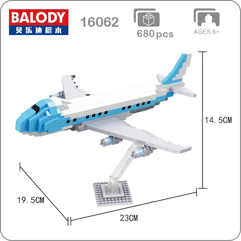 Balody 16062 большой самолет белый 3D модель 680 шт. микроконструктор DIY Мини строительство Nano Конструкторы кирпичи сборки игрушка в подарок