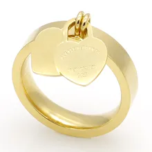 Горячая Распродажа, модное Золотое двойное кольцо персикового цвета с сердцем из нержавеющей стали для женщин, фирменное кольцо для любви, новые женские кольца Anillo, хорошее ювелирное изделие