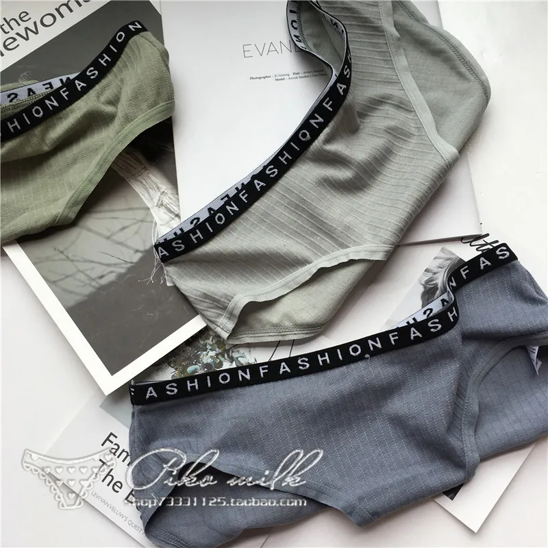 

HUI GUAN Simple Fashion Letter Women Underwear Panties Breathable Ladies Panties Sexy Soft Striped Cute All Cotton Underwear