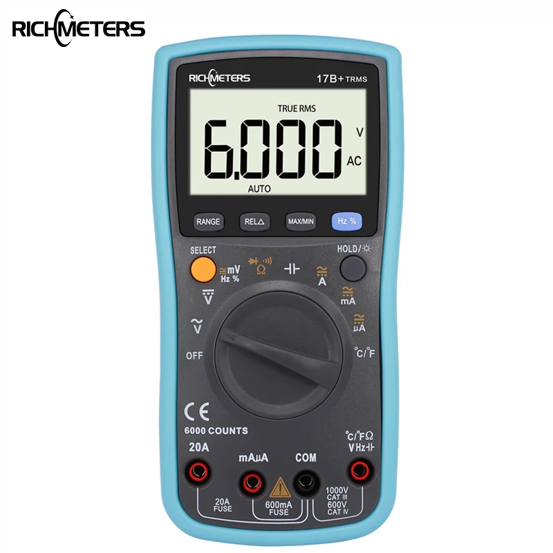 

RICHMETES 17B+ 6000 Counts Digital DC Multimeter AC Voltage Current Meter Resistance Diode Capaticance tester