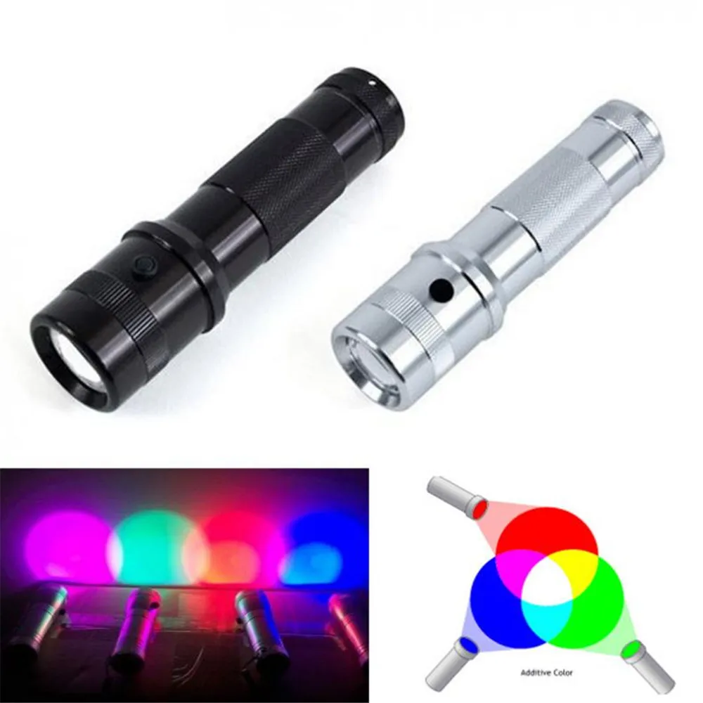 2018 New Colorshine Color Changing RGB LED Flashlight 3W Aluminium
