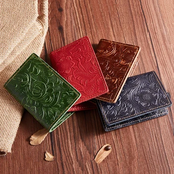 

Crazy Horse Cowhide Women Small Money Purse Coin Pouch Genuine Leather Vintage Female Short Wallet Multi Card Holder New