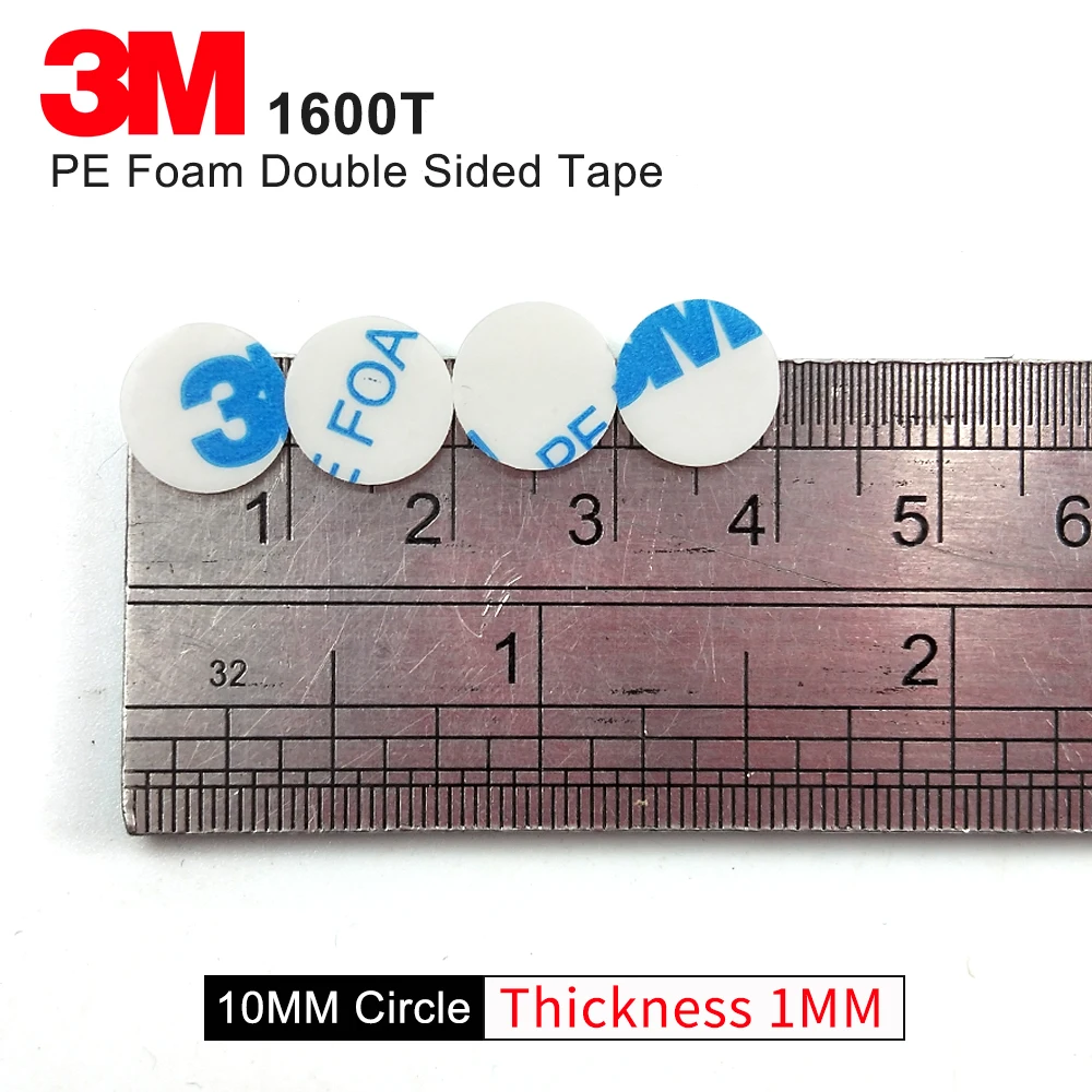 3 м 1600T высечки двусторонний скотч PE(вспененная) белого цвета 1 мм Толщина 10 мм круг