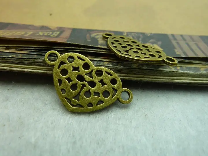 30pcs Wholesale Vintage Jewelry Findings And Components Antique Silver Heart Connector Jewlery | Украшения и аксессуары