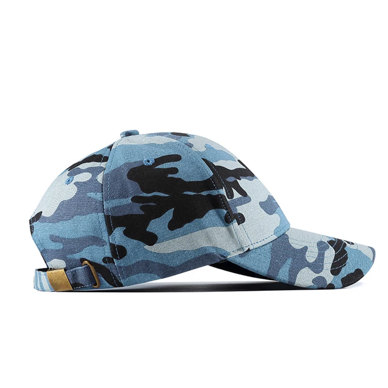Baseball Cap Men Military Dad Hat Hip Hop Adjustable Curved Bill Blue Cotton Sports Outdoor Accessory (3)
