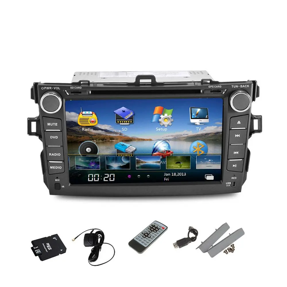 In Dash Car Stereo for Toyota Corolla 8 Inch 2 DIN Car DVD Player GPS Navigation Bluetooth