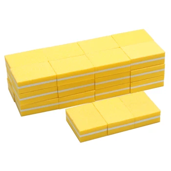 

50Pcs Mini Sponge Nail File 100/180 Yellow Sanding Buffer Block Double Side Nail Files nagelvijl Buffing Sanding File Sponge