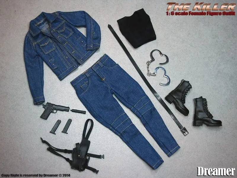 

[ESTARTEK] Dreamer 1/6 Women Jeans Female Agent Accessories with Boots and Weapons for 12" Collectible Action Figure DIY