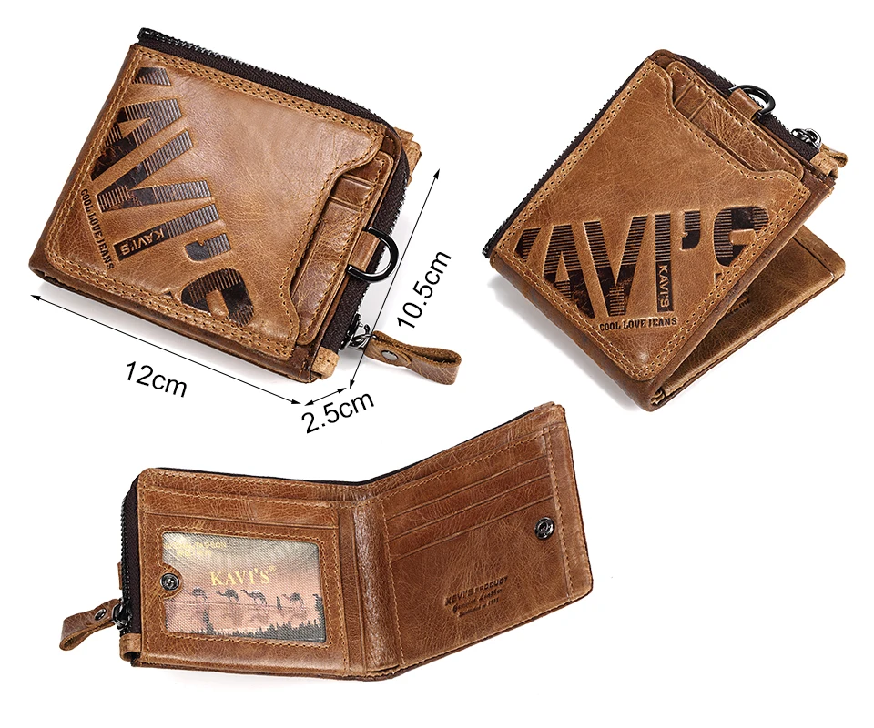 KAVIS Crazy Horse кошелек из натуральной кожи мужской кошелек для монет Cuzdan Walet Portomonee портфель Perse маленький карман сумка для денег