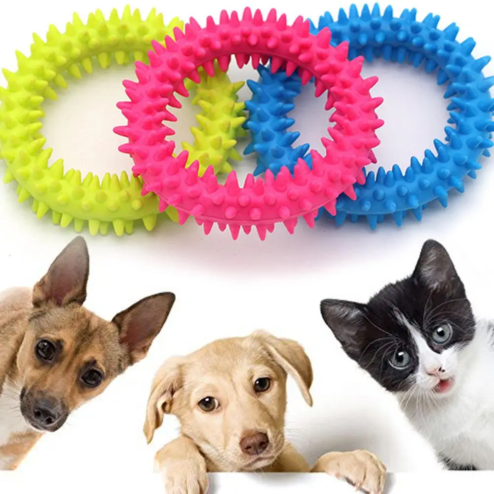 TPFOCUS Pet Dog мягкое резиновое кольцо устойчивые к укусам зубы игрушка для собак, очищающая зубы случайный цвет Безопасность простая Высококачественная игрушка для собак